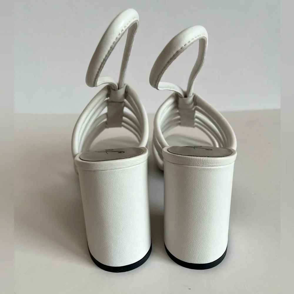 Free People White Strappy Block Heels Colette Sandal 8